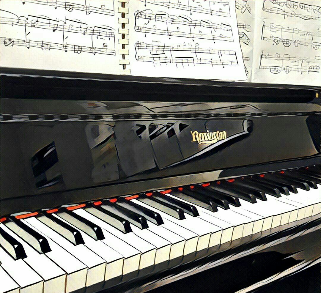 artistic piano with music books